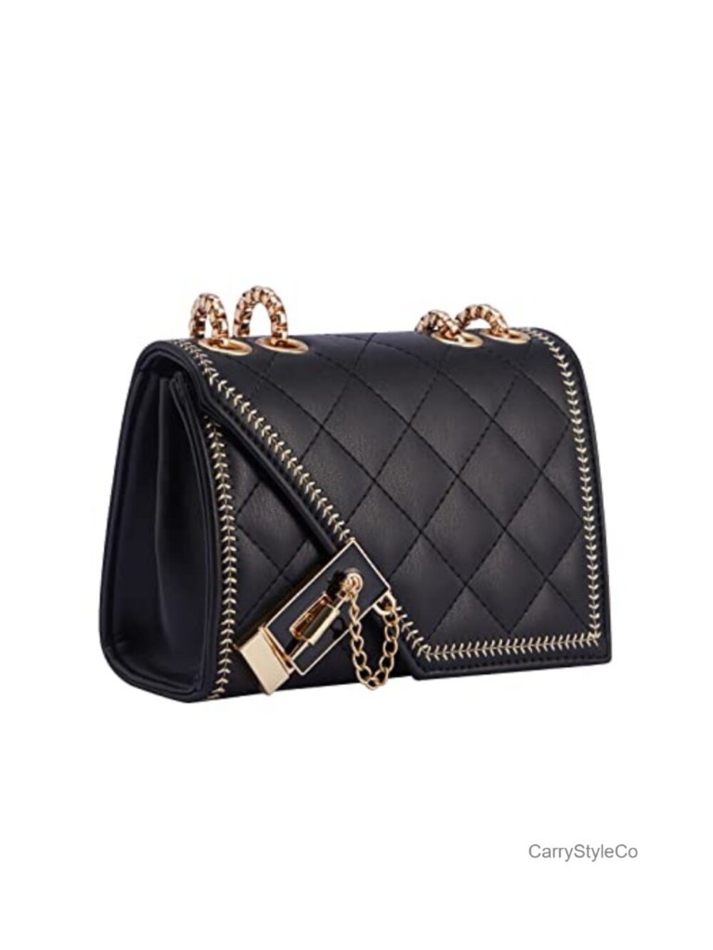 Quilted PU Leather Crossbody Bag Chain Strap Small Purse